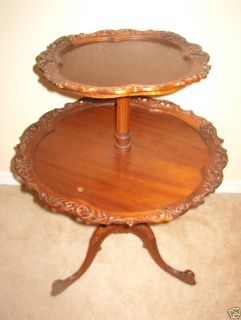 antique two tier mahogany pie crust table 