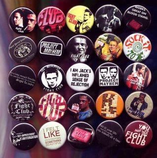 25 Fight Club movie pinbacks Tyler Durden pins buttons