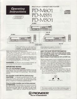 pioneer pd m601 pdm 55 1 pdm 501 cd player