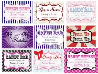 wedding candy buffet sweet bar table personalised sign any colour