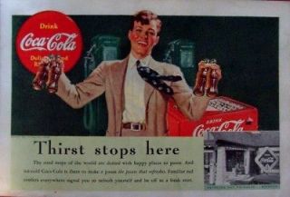 1939 coca cola gas station gas pump soda cooler ad
