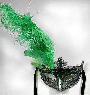 GREEN FANTASY Venetian Mask Costume Masquerade GREEN & SILVER