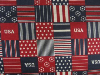red white and blue stars and stripes patchwork time left