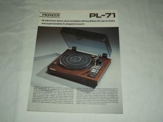 pioneer pl 71 stereo turntable catalog brochure x rare from