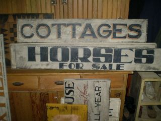 primitive wooden country sign horses for sale farm time left