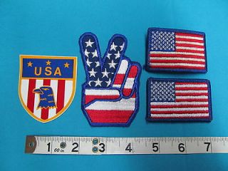 Newly listed 4 VINTAGE PEACE AND LOVE USA FLAG EAGLE PATCH BADGE 