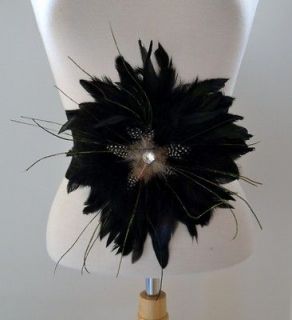Stylish New Jeweled Peacock Style 4 Feather Flower Cinch Corset Belt 