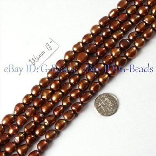   freeform olivary saddle brown color cultured pearl beads strand 15