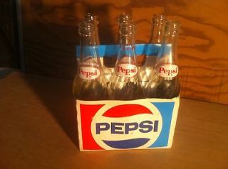 PEPSI COLA 10 OZ BOTTLES WITH CASE VINTAGE CLEAR GLASS DIFFERENT TYPES