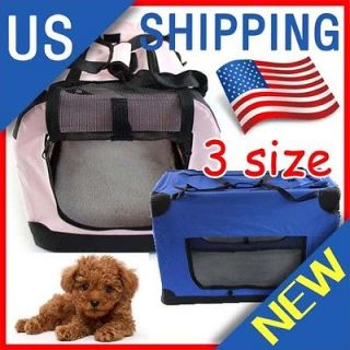Lovely Blue/Pink Color 3 SIZE Pet Cage Travel Collapsible Soft Crate 