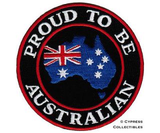 PROUD TO BE AUSTRALIAN embroidered iron on PATCH AUSTRALIA FLAG 