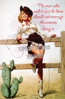 Blank Note Card   Vintage Cowgirls The Woman Doing the Job