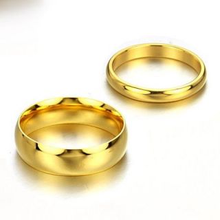 New Gold plated Titanium Steel Promise Ring Lovers Couple Wedding 