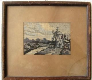PETIT GOBLEN VINTAGE NEEDLEWORK TAPESTRY PICTURE WINDMILL HOLLAND 