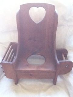 VINTAGE WOOD POTTY CHAIR WITH BOOK RACK AND PAPER HOLDER ~ UNIQUE
