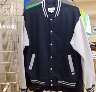 Blue Gray Cotton Long Sleeve Varsity Jacket PRO CLUB Varsity Jacket 