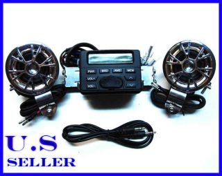 Motorcycle Audio System Handlebar FM Radio  Stereo Speakers