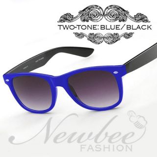 Blue / Black Retro Two Tone Colorful Sunglasses 80s Funny Props Cool 
