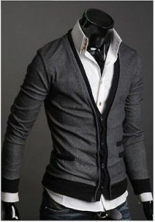 New Black Gray M L XL Mens Sweater Cardigan Sweater Shirt Casual Slim 