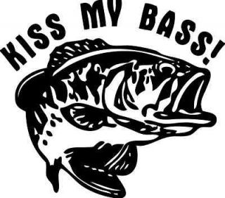 Fishing Sticker Kiss My Bass Decal For RV and Camper Quad Truck Car 
