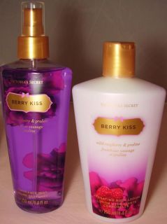 VICTORIAS SECRET BERRY KISS WILD RASPBERRY AND PRALINE LOTION AND WASH