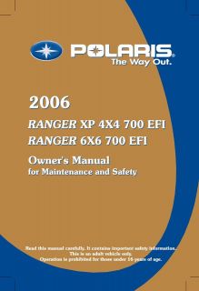 Polaris ATV Owners Manual Ranger XP 4X4 700 EFI 2006 & Ranger 6X6 700 