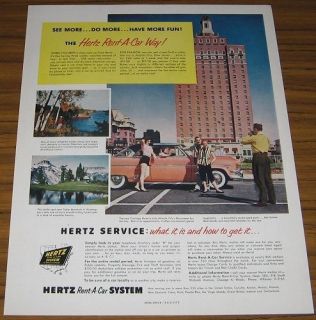  Vintage Ad Hertz Rent A Car 54 Ford Claridge Hotel Atlantic City,NJ