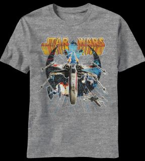 NEW Star Wars Rogue Squadron X Wing Vintage Fade Look Classic Movie T 
