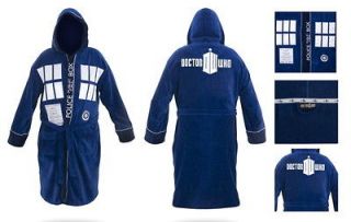 Doctor Who Tardis Police Box Design Blue Bath Robe UNISEX SIZE MEDIUM 