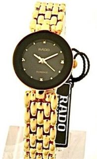 LADIES RADO FLORENCE WATCH R48745154 GOLD TONE BLACK DIAL NEW WITH 
