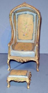 FAMOUS MAKERS PORTERS CHAIR WITH STOOL DOLLHOUSE FURNITURE MINIATURES