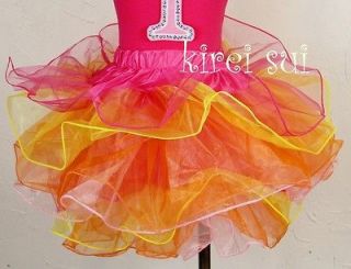 Rainbow Pink Yellow Orange Layer Full Tutu Birthday Party Dance 