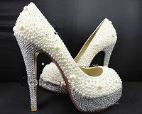 SWAROVSKI CRYSTAL and pearl wedding,party shoe $15 of until the end of 