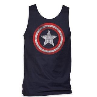 Captain America Distressed Shield Licensed Marvel Adult Tank Top Tee S 