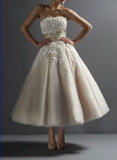 New Lovely Short A line Ball Ivory Wedding Dress Prom Evening Gown 
