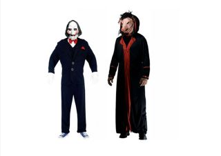 Mens Saw Pig Jigsaw Puppet Halloween Fancy Dress Horror Film Costume 
