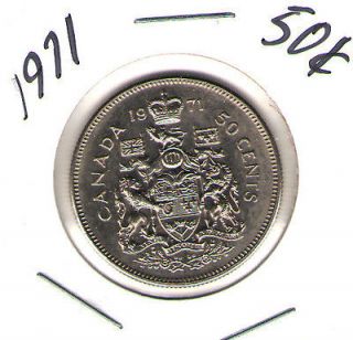   Canada Elizabeth II with Canadian Crest Circulated Fifty Cent Coin