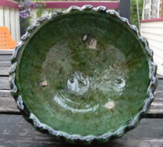 Moroccan handmade green pottery bowl. Suit planter, bonsai or food.