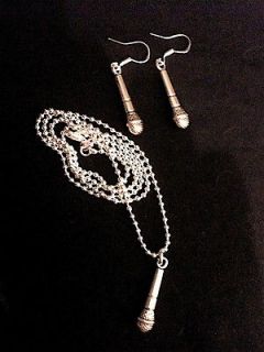 Cool set MIcrophone NECKLACE & earrings for your LEAD SINGER 