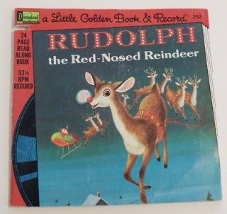 Rudolph the Red Nosed Reindeer Golden Book & 33 RPM Record Holiday 