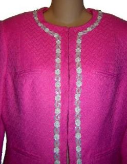 New NWT $228 Lillie Rubin Pink Peony Novelty Knit Sequin Jacket Blazer 