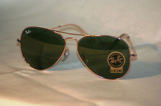 authentic new ray ban aviator sunglasses rb3025 w3234 55mm gold green 