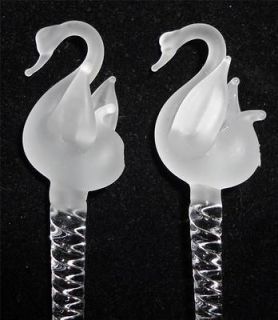 RESTAURANT LALIQUE Crystal Frosted Glass SWAN Cocktail STIR SWIZZLE 