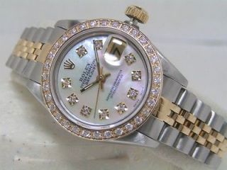Rolex 1994 Ladies DateJust White MOP Diamond Dial Bezel SS/18kt 