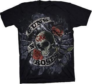 Guns N Roses Skull Bullet Firepower Lightwieght Licensed Adult T 