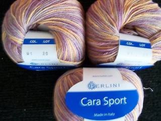 Berlini Cara Sport wool blend yarn,variegated, Italy, lot of 3