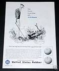 1956 OLD MAGAZINE PRINT AD, US RUBBER, ROYAL GOLF BALLS, SEARLE ART