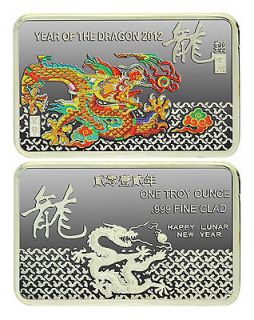 Newly listed YEAR OF THE DRAGON COLORIZED .99 FINE SILVER CLAD CHINESE 