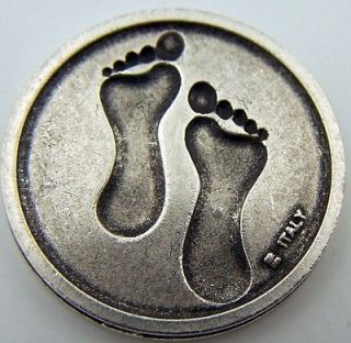 Footprints In The Sand Pocket Prayer Coin Catholic W Antique Silver 