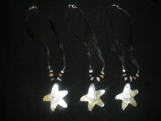 MOP STAR FISH NECKLACES 0N MULTI STRAND SHELL CHIPS MOTHER OF 